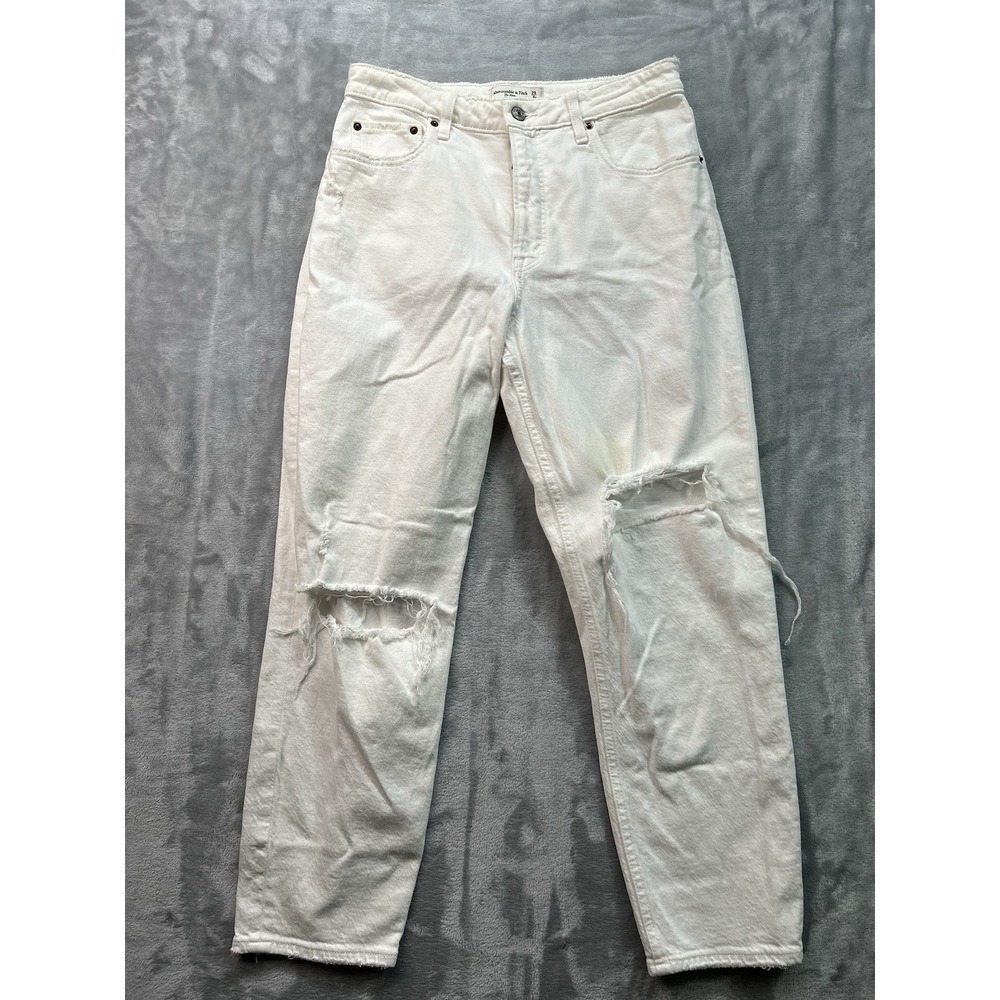 Abercrombie & Fitch Womens Sz 8R/29 Designer White Jeans The Mom High Rise Pants